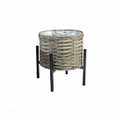 Купить Кашпо плетеное серое на металлических ножках d33 см по низкой цене