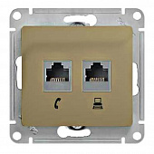 Купить Розетка компьютерная + телефонная Schneider Electric Глосса без рамки титан по низкой цене