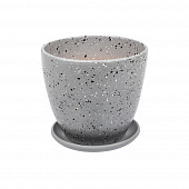 Купить Горшок керамический Терраццо с поддоном D13,5 см серый по низкой цене