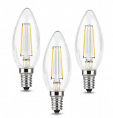 Купить Лампа Gauss 103801205T Filament Свеча E14 5W 4100К светодиодная 3 шт по низкой цене