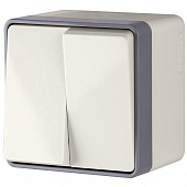 Купить Выключатель Werkel Gallant WL15-03-02 накладной двухклавишный влагозащищенный Слоновая кость по низкой цене