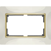 Купить Рамка Werkel Snabb WL03-Frame-01-DBL-white-GD белая/золото для двойной розетки по низкой цене