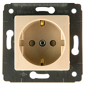 Купить Розетка Legrand Cariva 773721 одноместная с заземлением и защитными шторками Слоновая кость по низкой цене