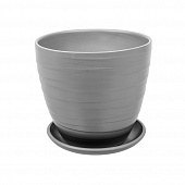 Купить Горшок керамический Рельеф с поддоном D13,5 см металлик по низкой цене