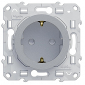 Купить Розетка Schneider Electric Odace S53R037 одноместная с заземлением и защитными шторками алюминий по низкой цене