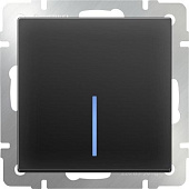 Купить Выключатель Werkel WL08-SW-1G-2W-LED одноклавишный проходной с подсветкой черный матовый по низкой цене