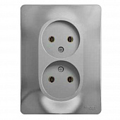 Купить Розетка двойная Schneider Electric Глосса без заземления алюминий по низкой цене