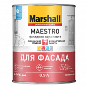 Купить Краска Marshall Maestro база BW фасадная глубокоматовая 0,9 л по низкой цене