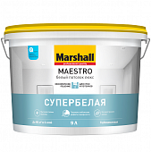 Купить Краска Marshall Maestro Белый потолок Люкс для потолка глубокоматовая белая 9 л по низкой цене