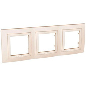 Купить Рамка Schneider Electric Unica MGU2.006.25 с декоративной накладкой бежевая трехместная по низкой цене