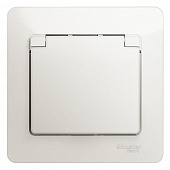 Купить Розетка Schneider Electric Glossa GSL000646 одноместная с заземлением и защитными шторками с крышкой перламутр по низкой цене