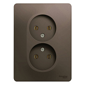 Купить Розетка Schneider Electric Glossa GSL000820 двухместная без заземления шоколад по низкой цене