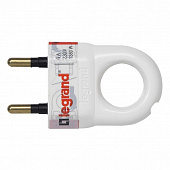 Купить Вилка Legrand Helium 050162 6А 2P+E электрическая прямая с заземлением белая по низкой цене