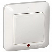 Купить Выключатель Schneider Electric Прима S16-053-B одноклавишный с индикатором белый по низкой цене