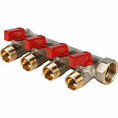 Купить Коллектор Stout с шаровыми кранами SMB 6200 341204 на 4 выхода 1/2 дюйма по низкой цене