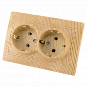 Купить Розетка TDM Electric ТАЙМЫР SQ1814-0214 ЭКО в рамку с/у, 2 гнезда, с/з, 16 А, 230 В, IP20, сосна по низкой цене
