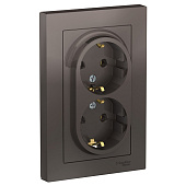 Купить Розетка Schneider Electric AtlasDesign ATN000624 двухместная с заземлением мокко по низкой цене