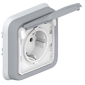 Купить Розетка Legrand Plexo 069833 одноместная с заземлением и крышкой серая по низкой цене