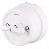 Купить Выключатель Werkel Retro WL18-01-05 двухклавишный на 4 положения белый по низкой цене