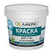 Купить Краска Лакра акриловая для стен и потолков белоснежная 1,3 кг по низкой цене