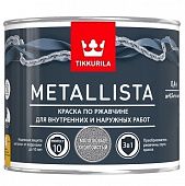 Купить Краска Tikkurila Metallista по ржавчине, глянцевая молотковая серебристая 0,4 л по низкой цене