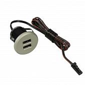 Купить Зарядное устройство GLS 2 USB врезное серебро круглое по низкой цене