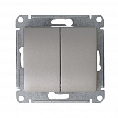 Купить Выключатель двухклавишный Schneider Electric Глосса без рамки платина по низкой цене