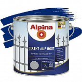 Купить Эмаль Alpina Direkt auf Rost по ржавчине гладкая RAL 5010 синяя 0,75 л по низкой цене
