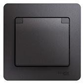 Купить Розетка Schneider Electric Glossa GSL001346 одноместная с заземлением и защитными шторками с крышкой графит по низкой цене