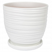 Купить Горшок керамический Рельеф с поддоном D21,5 см белый по низкой цене