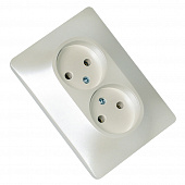 Купить Розетка двойная Schneider Electric Глосса без заземления перламутр по низкой цене