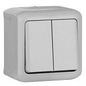 Купить Выключатель Legrand Quteo 782332 двухклавишный серый по низкой цене