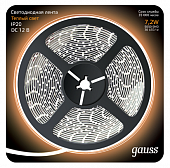 Купить Лента Gauss LED 312000107 5050/30-SMD светодиодная IP20 7,2W 12V DC теплый белый 5 м по низкой цене