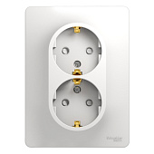 Купить Розетка Schneider Electric Glossa GSL000126 двухместная с заземлением и защитными шторками белая по низкой цене