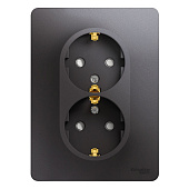 Купить Розетка Schneider Electric Glossa GSL001326 двухместная с заземлением и защитными шторками графит по низкой цене