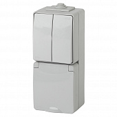 Купить Выключатель двухклавишный + розетка Эра Эксперт с заземлением вертикальный по низкой цене