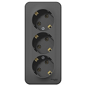 Купить Розетка Schneider Electric Blanca BLNRA010316 трехместная с заземлением и изолирующей пластиной антрацит по низкой цене