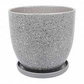 Купить Горшок керамический Терраццо с поддоном D21,5 см серый по низкой цене