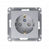 Купить Розетка Schneider Electric Атлас Дизайн с заземлением со шторками без рамки алюминий по низкой цене