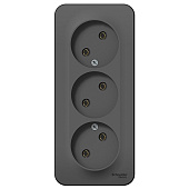 Купить Розетка Schneider Electric Blanca BLNRA000316 трехместная без заземления с изолирующей пластиной антрацит по низкой цене