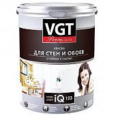 Купить Краска VGT Premium IQ123 моющаяся для стен и обоев база А 9 л по низкой цене