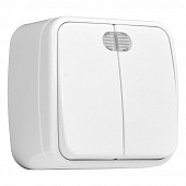 Купить Выключатель двухклавишный EKF Минск с подсветкой белый по низкой цене