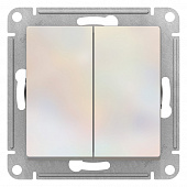 Купить Выключатель двухклавишный Schneider Electric Атлас Дизайн без рамки жемчуг по низкой цене