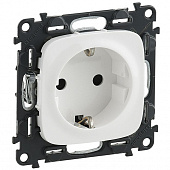 Купить Розетка Legrand Valena Allure 753724 одноместная с заземлением и защитными шторками белый по низкой цене