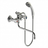 Купить Смеситель Vidima Практик для ванны, длинный S излив 320 мм пластиковые маховики хром по низкой цене