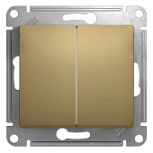 Купить Переключатель Schneider Electric Glossa GSL000465 двухклавишный титан по низкой цене
