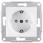 Купить Розетка Schneider Electric Sedna SDN3000121 одноместная с заземлением и защитными шторками белый по низкой цене
