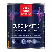 Купить Краска моющаяся латексная матовая TIKKURILA Euro Matt 3 белая 0,9 л по низкой цене