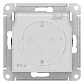 Купить Розетка Schneider Electric AtlasDesign Aqua ATN440146 одноместная с заземлением и защитными шторками с крышкой белый по низкой цене