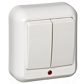 Купить Выключатель Schneider Electric Прима A56-007M-B двухклавишный с индикатором белый по низкой цене